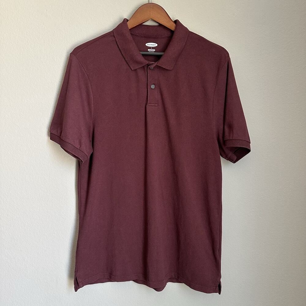 Old Navy Built In Flex Burgundy Polo Shirt Preppy Short Sleeve Collared Golf L